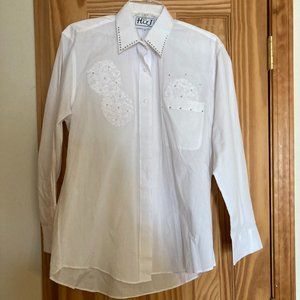H&J Small Women's Western White Dress Shirt